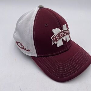 Mississippi‎ State Bulldogs Hat Drake Waterfowl Stretch Fit OSFM Red White Clean